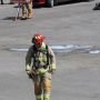 Photo d'un pompier lors de la simulation.